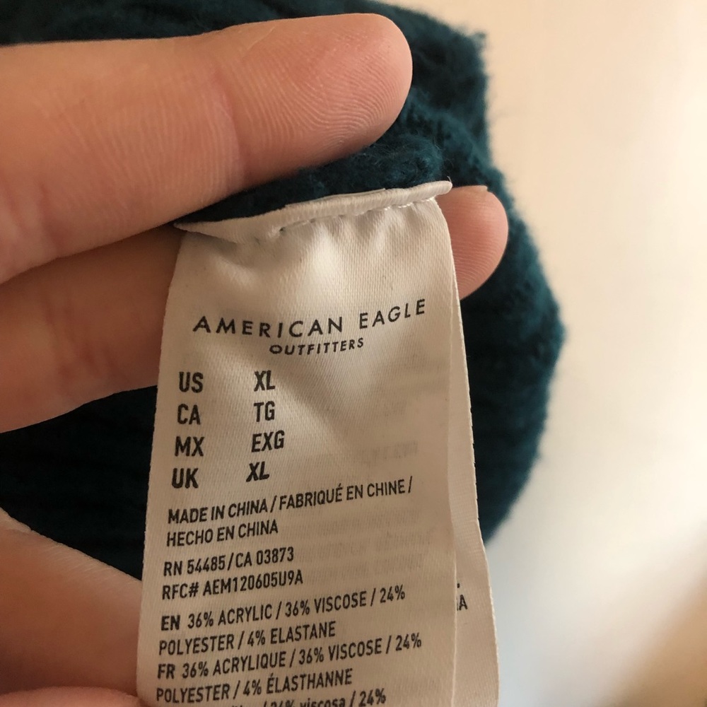 American Eagle crewneck knit oversized soft green blue sweater - Picture 6 of 7